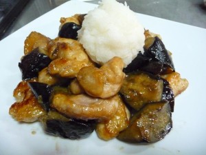 なすと鶏肉のバターポン酢　完成品